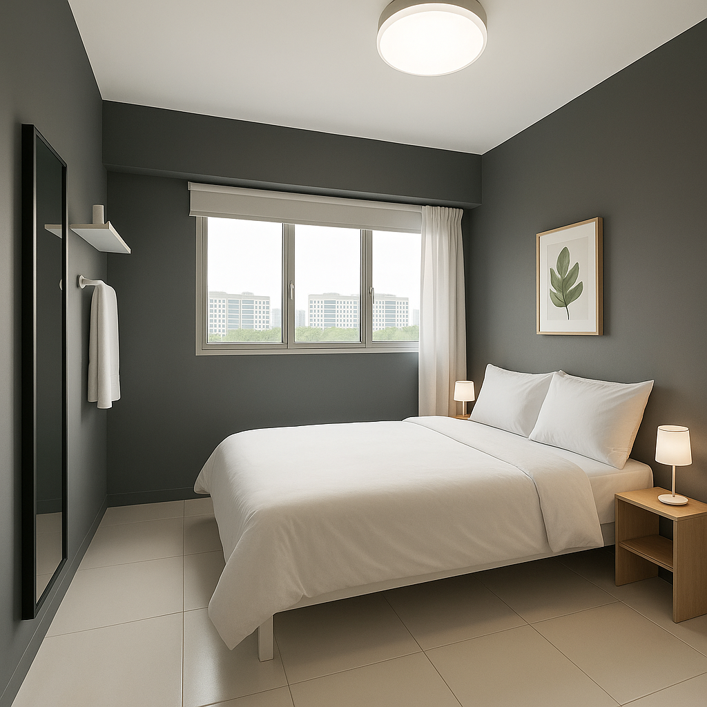 Staged bedroom interior